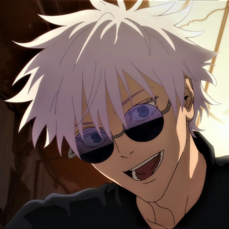 Ảnh gojo satoru anime đeo kính râm cười tự tin ngầu