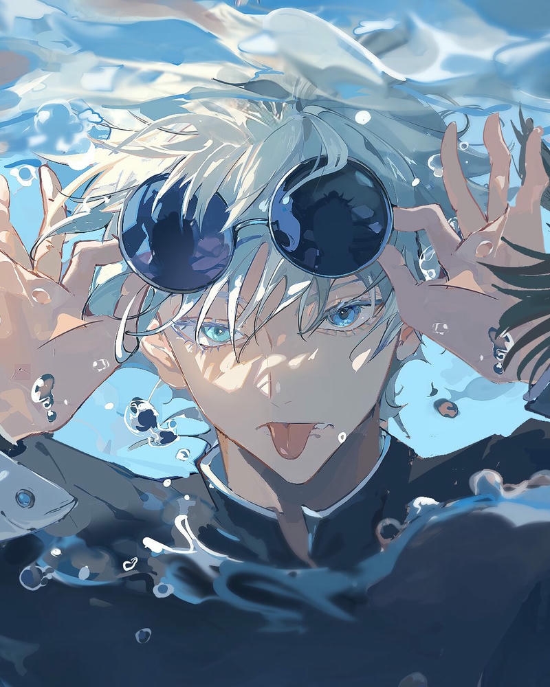 Ảnh gojo satoru anime dưới nước mắt lấp lánh cuốn hút