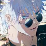 Ảnh gojo satoru anime mắt xanh phát sáng đầy sức mạnh