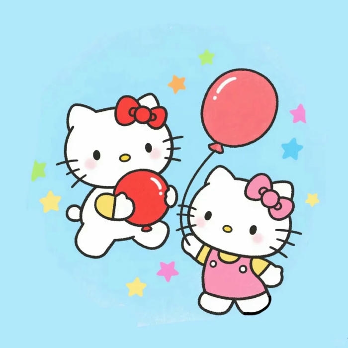Ảnh hello kitty đẹp cầm bong bóng đỏ hình tim