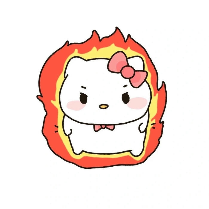 Ảnh hello kitty đẹp tỏa sáng giữa ngọn lửa hồng