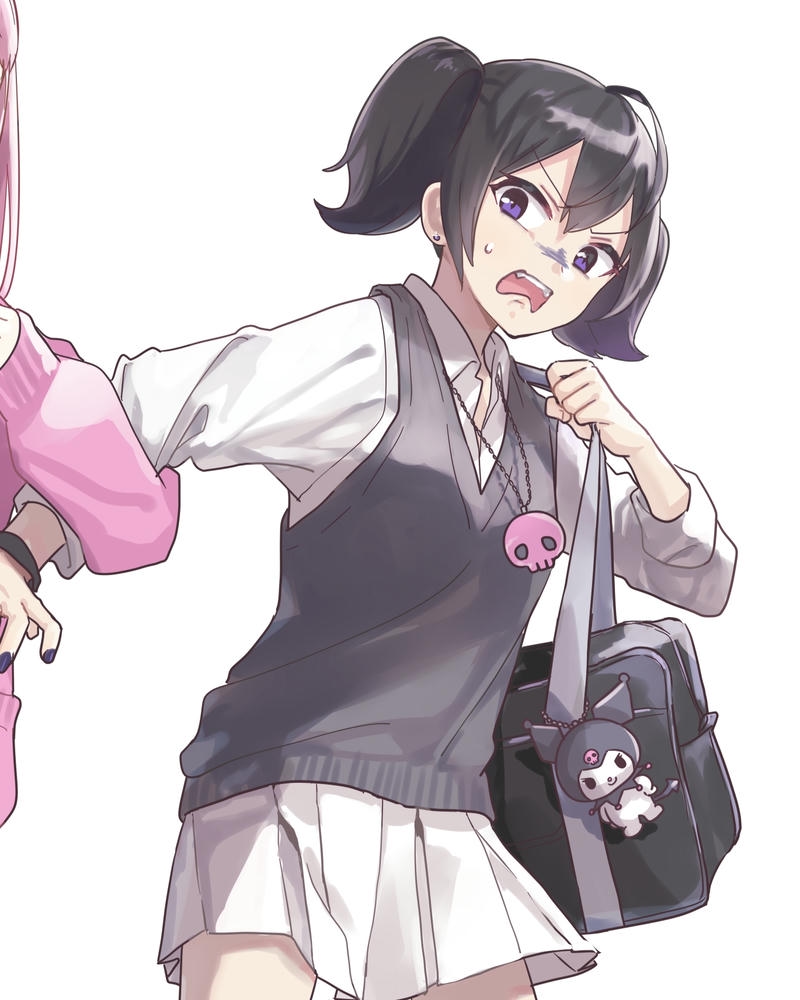 Ảnh kuromi anime nữ sinh đeo túi xách đứng tạo dáng