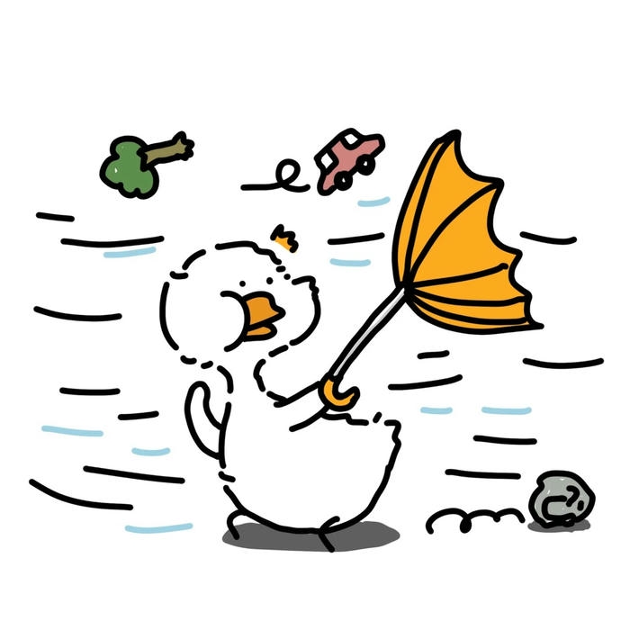 Ảnh vịt vàng dễ thương vịt cầm ô đi dưới mưa