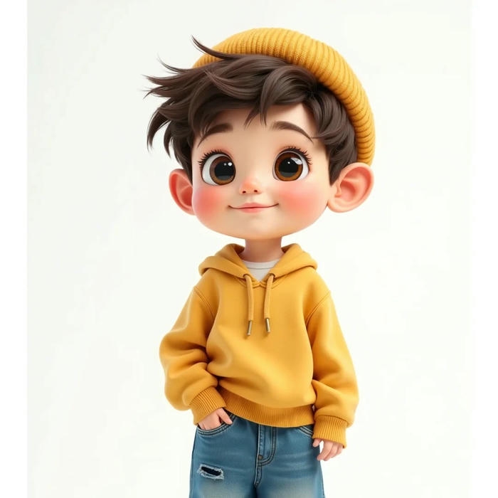 Avatar 3d cute bé trai mặc áo vàng dễ thương