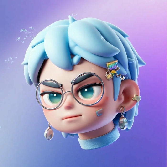 Avatar 3d ngầu chàng trai tóc xanh đeo kính lạ