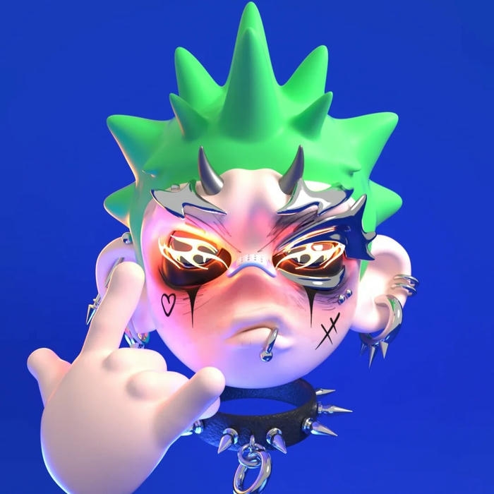 Avatar 3d nhân vật nam tóc xanh lá cây nổi loạn