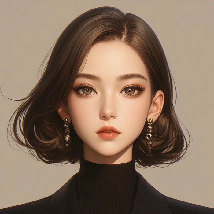 Avatar 3d quý cô sang trọng tóc ngắn nâu trầm