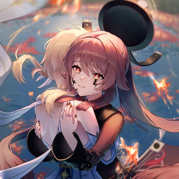 Avatar anime buồn cô gái tóc vàng chắp tay cầu nguyện