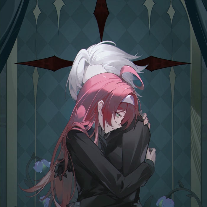 Avatar anime buồn hai nhân vật ôm nhau trong bóng tối