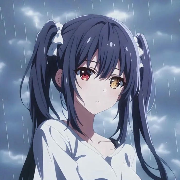 Avatar anime nữ buồn cô gái tóc đen dưới trời xanh