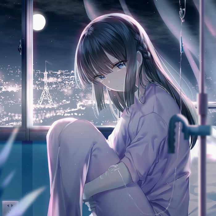 Avatar buồn nữ anime cô gái ngồi tàu nhìn cửa sổ