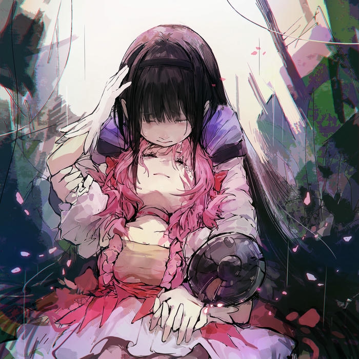 Avatar buồn nữ anime cô gái ôm búp bê cũ nát