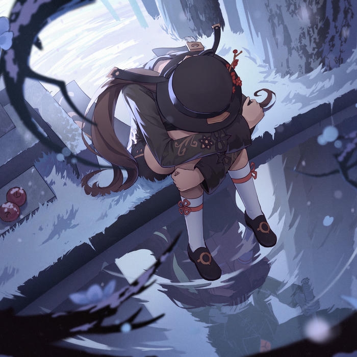 Avatar buồn nữ anime cô gái rơi giữa không gian xanh