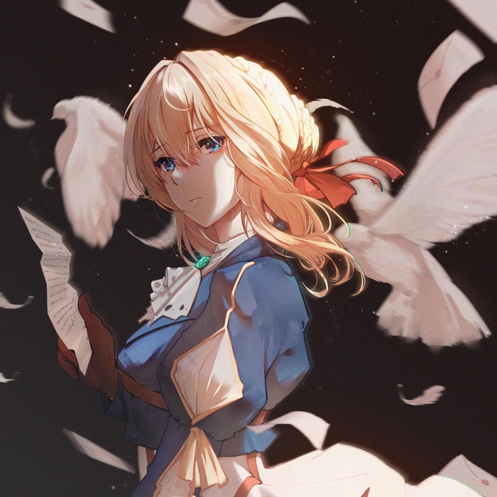 Avatar buồn nữ anime cô gái tóc vàng thả chim bay