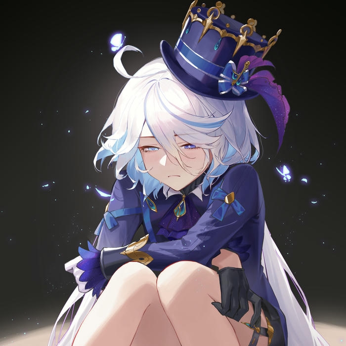 Avatar buồn nữ anime phù thủy nhỏ ngồi cô đơn mình