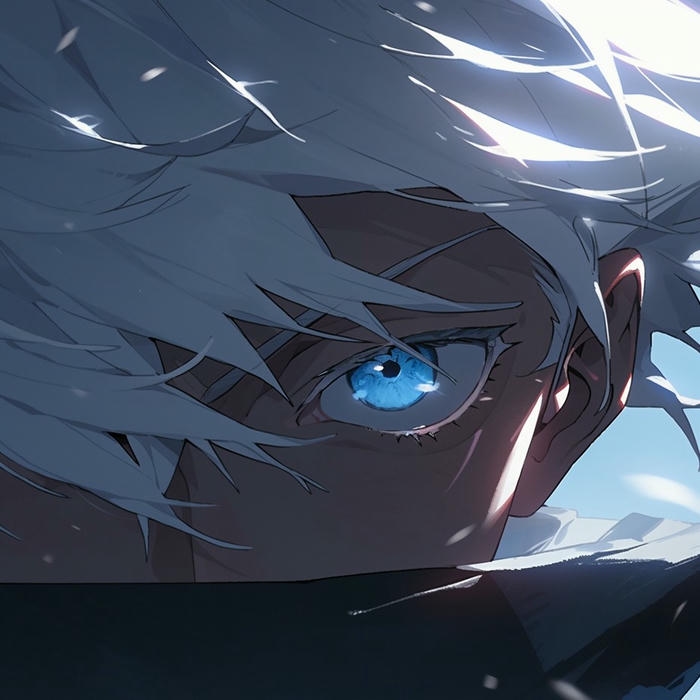 Avatar gojo cận cảnh khuôn mặt với đôi mắt vô cực