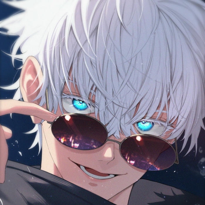 Avatar gojo đeo kính râm cười nửa miệng đầy tự tin