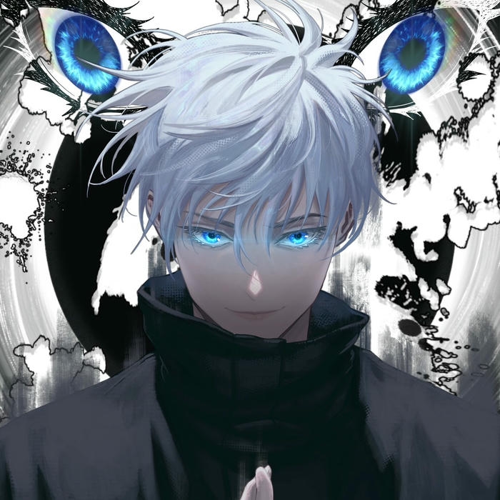 Avatar gojo mắt xanh rực sáng giữa làn khói trắng