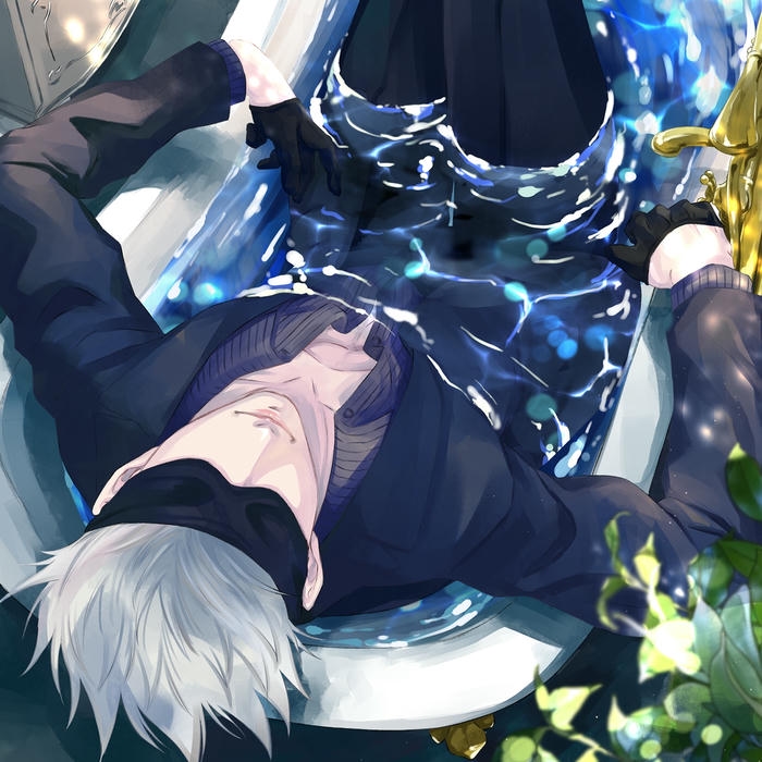 Avatar gojo ngầu nằm giữa những vòng tròn xanh huyền bí