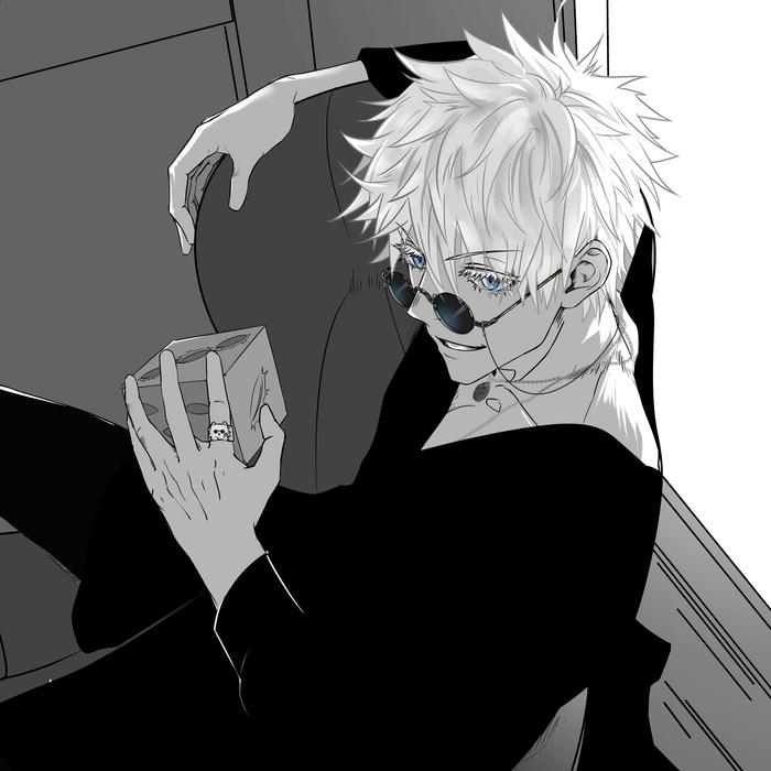 Avatar gojo ngầu uống nước trong không gian tối giản