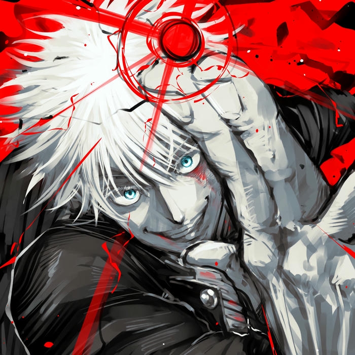 Avatar gojo rực rỡ với hiệu ứng đỏ đen mạnh mẽ