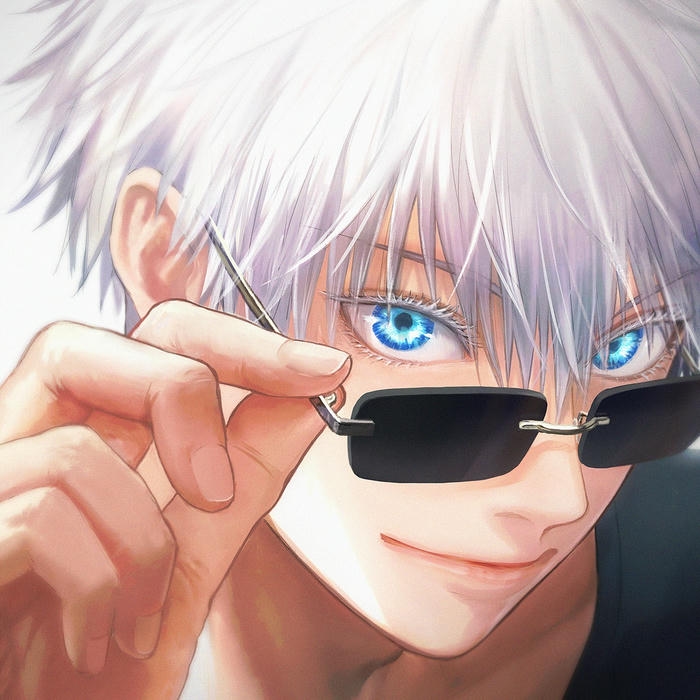 Avatar gojo tháo kính râm lộ đôi mắt vô cực sáng