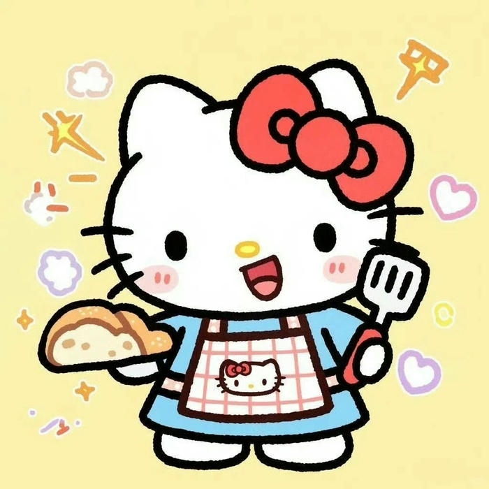 Avatar hello kitty cute đang cầm chiếc bánh mì dài