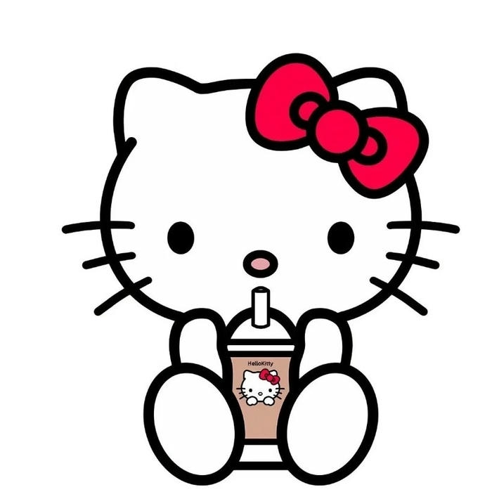 Avatar hello kitty cute đang uống ly nước ngọt