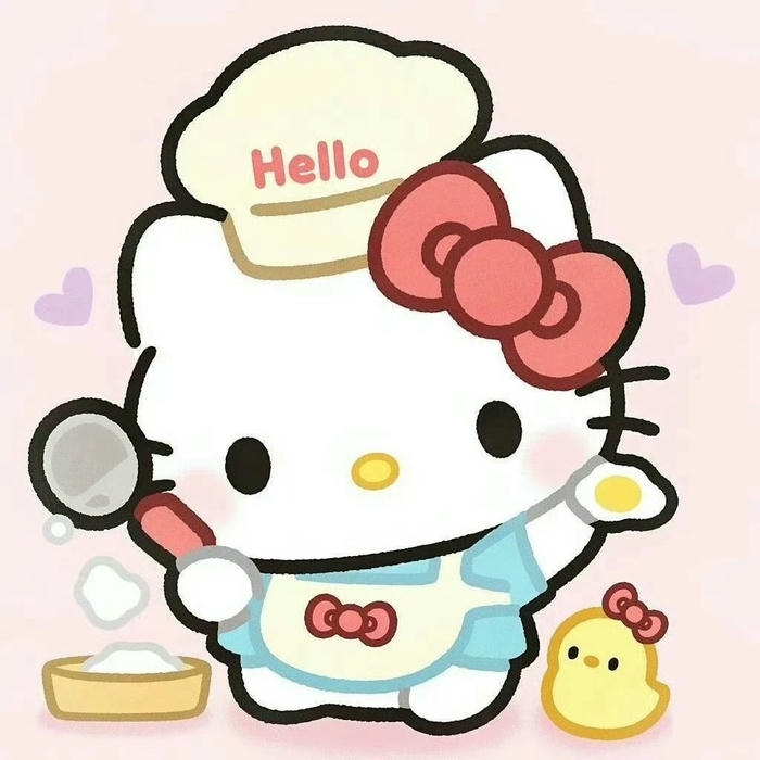 Avatar hello kitty cute đầu bếp cầm muỗng gỗ
