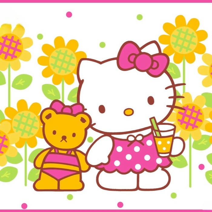 Avatar hello kitty cute đứng cạnh gấu nhỏ vàng