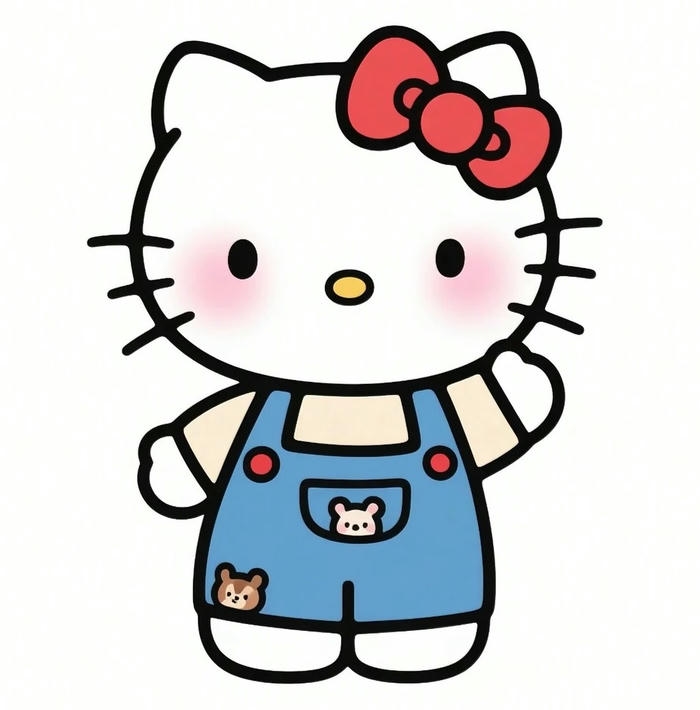 Avatar hello kitty cute mặc quần yếm xanh thắt nơ