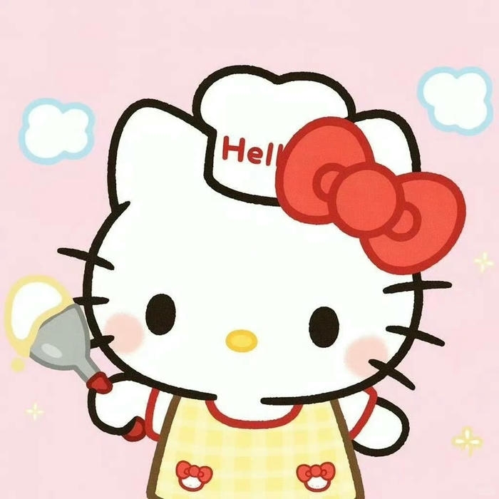 Avatar hello kitty cute mặc váy vàng thắt nơ đỏ