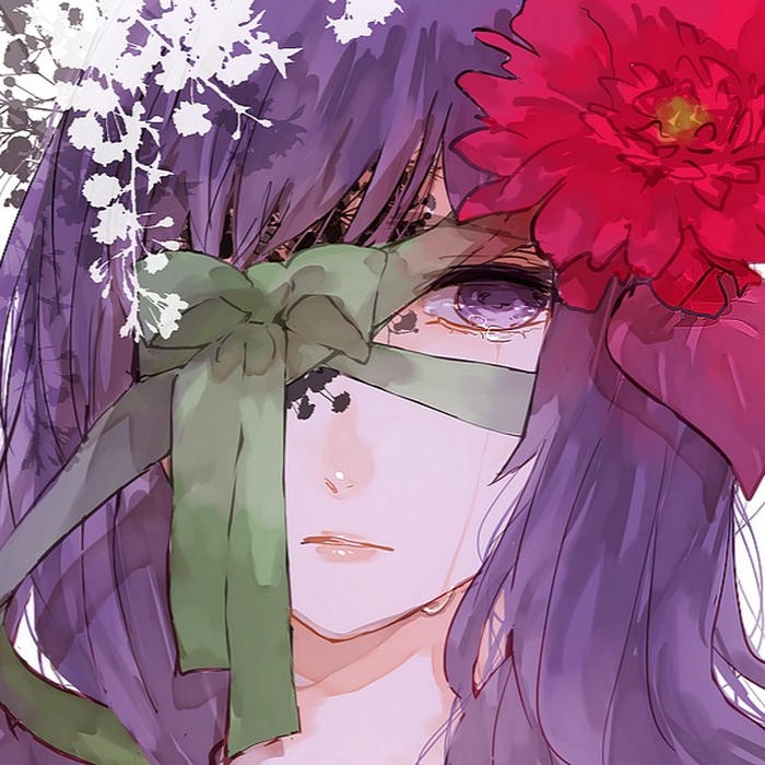 Avatar nữ tâm trạng cô gái bị bịt mắt dây đỏ