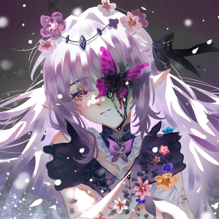 Avatar sad girl cô gái tóc trắng hoa che mắt