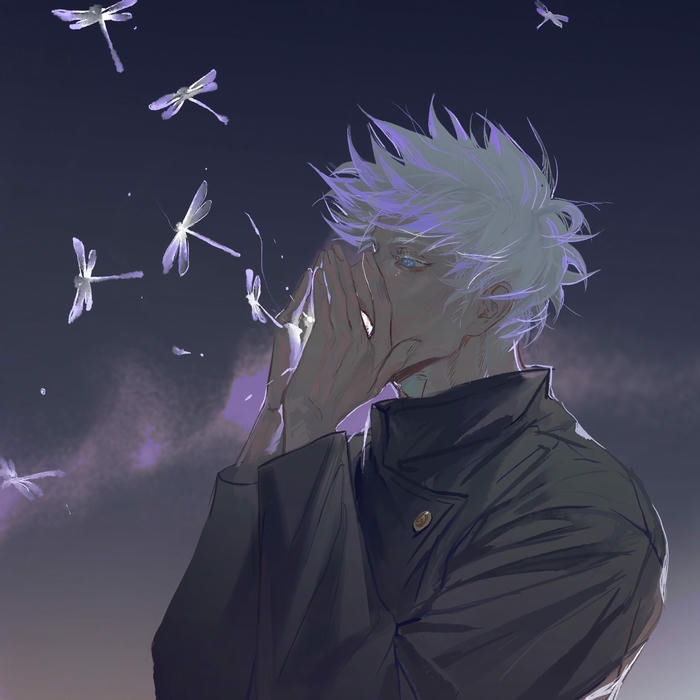 Avatar thầy cúng gojo nhìn nghiêng dưới bầu trời sao
