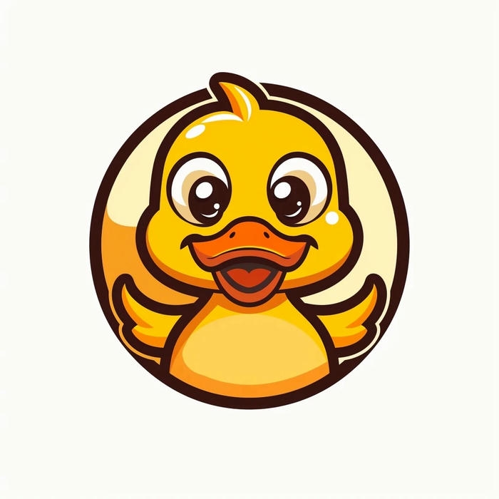 Avatar vịt cute chú vịt vàng bơi trong vòng tròn