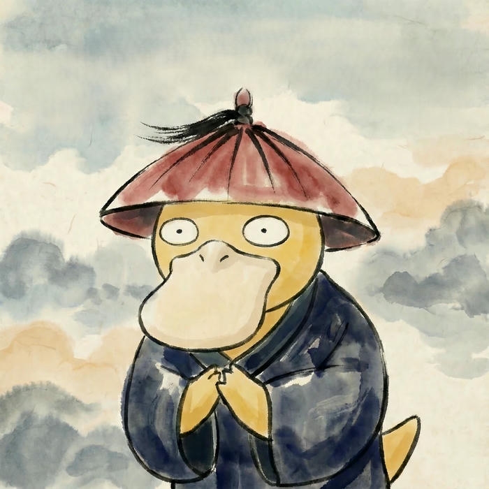 Avatar vịt cute vịt cổ trang đội nón lá tre