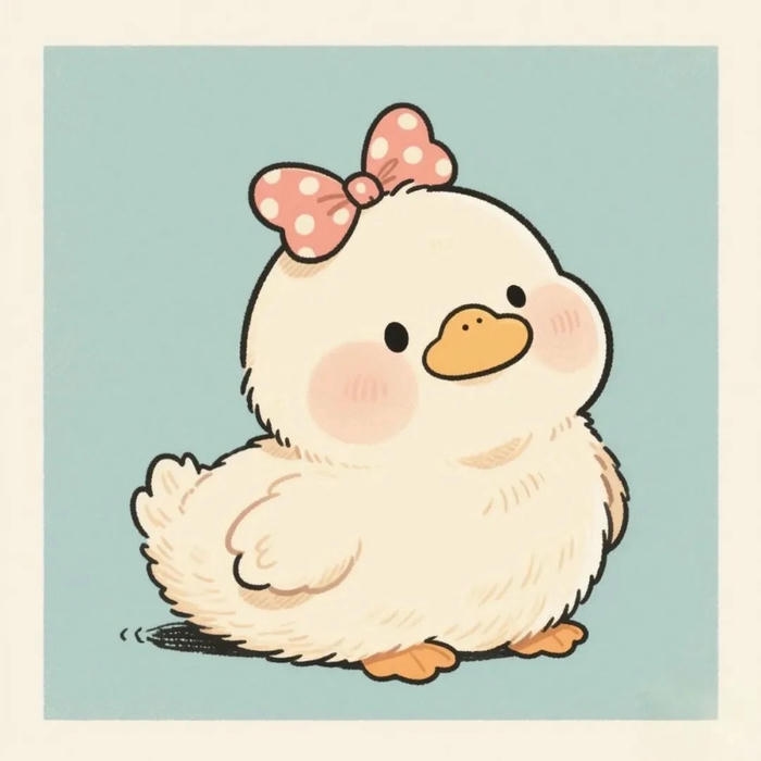 Avatar vịt cute vịt hồng thắt nơ xinh xắn