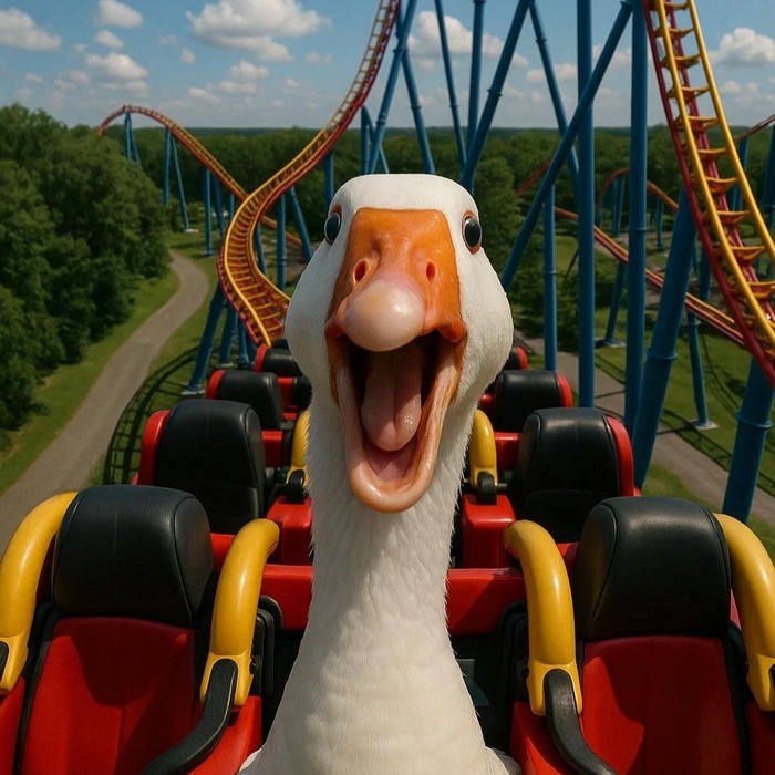 Avatar vịt cute vịt trắng chơi tàu lượn siêu tốc