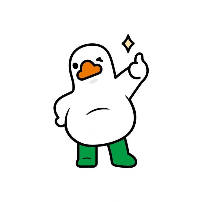 Avatar vịt cute vịt trắng giơ tay chào lấp lánh