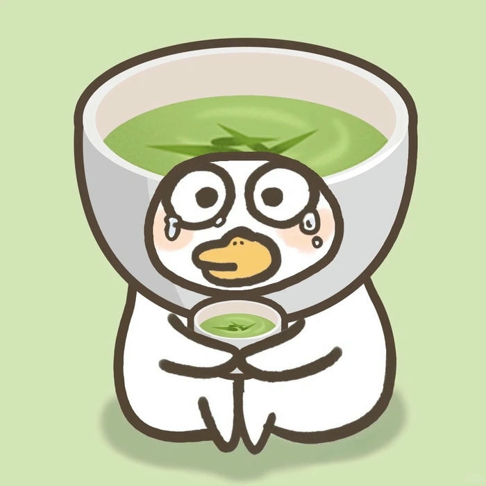 Avatar vịt cute vịt xanh uống trà trong cốc nhỏ