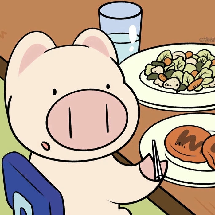 Avatar vô tri chú lợn hồng ngồi ăn mỳ tôm