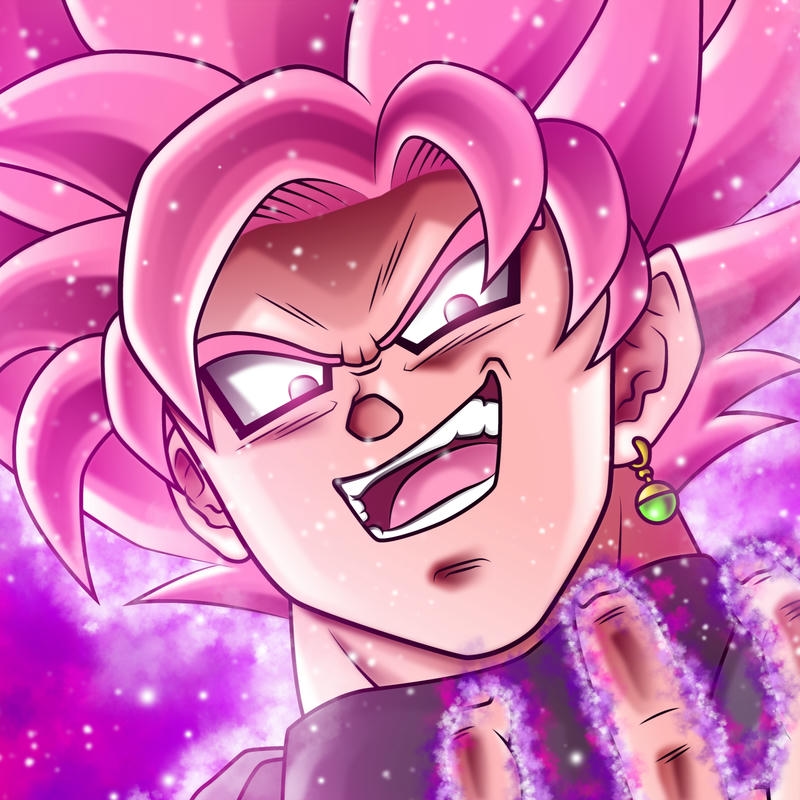 Black Goku tóc hồng cười nhếch mép đầy vẻ tà ác