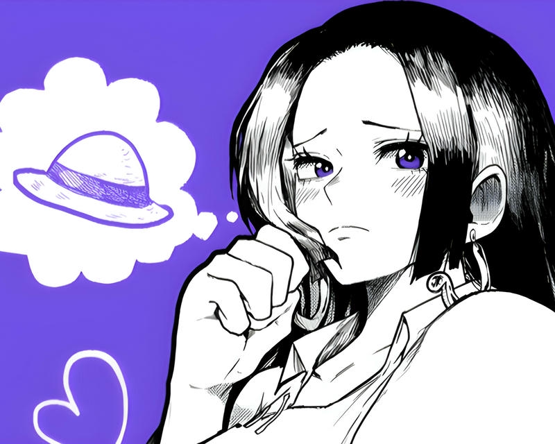 Boa Hancock tranh vẽ đen trắng suy tư dễ thương