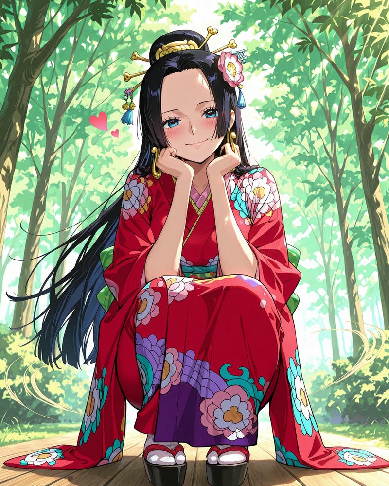 Cô gái Boa Hancock mặc trang phục truyền thống đỏ