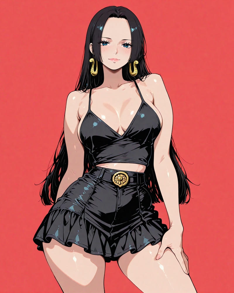 Cô gái Boa Hancock mặc váy đen áo dây hiện đại