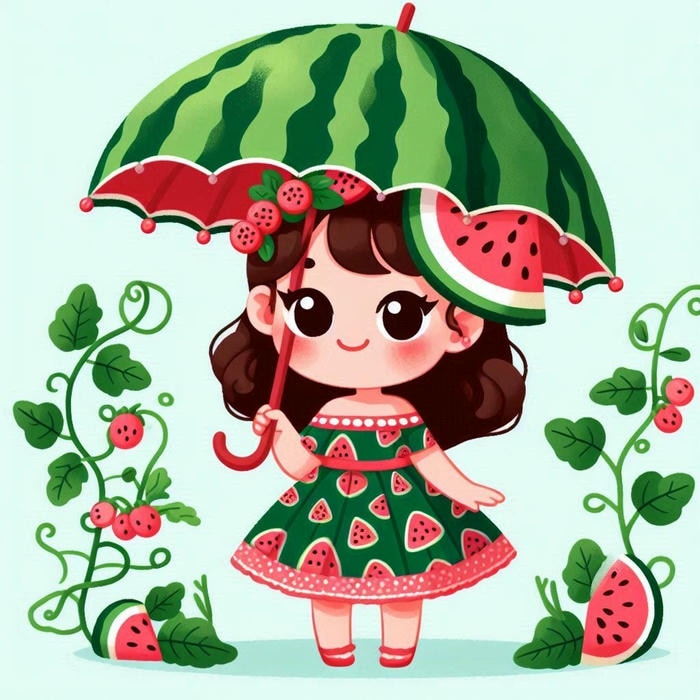 Dưa hấu chibi đơn giản xinh