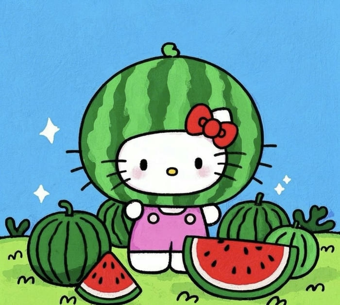Dưa hấu chibi màu sắc tươi