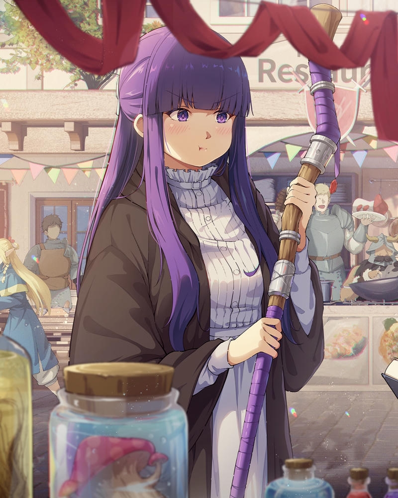 Fern đi chợ mua sắm đồ dùng vẻ mặt vui vẻ