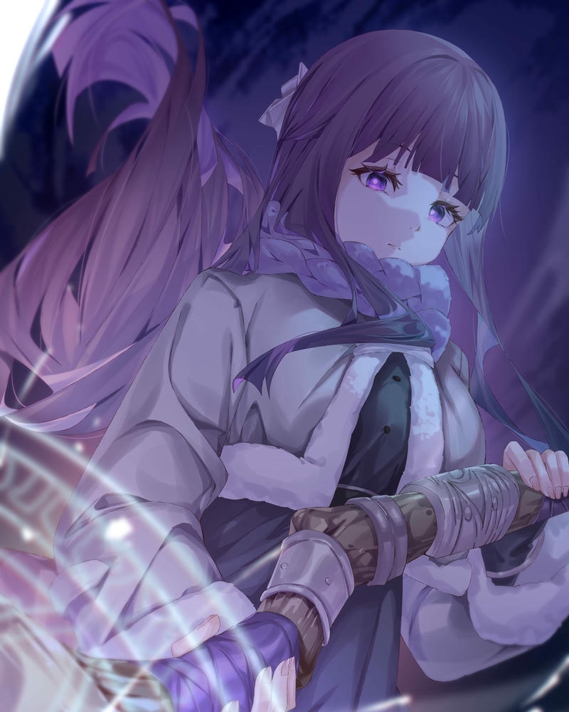 Fern ngồi đánh đàn guitar du dương khung cảnh thần tiên